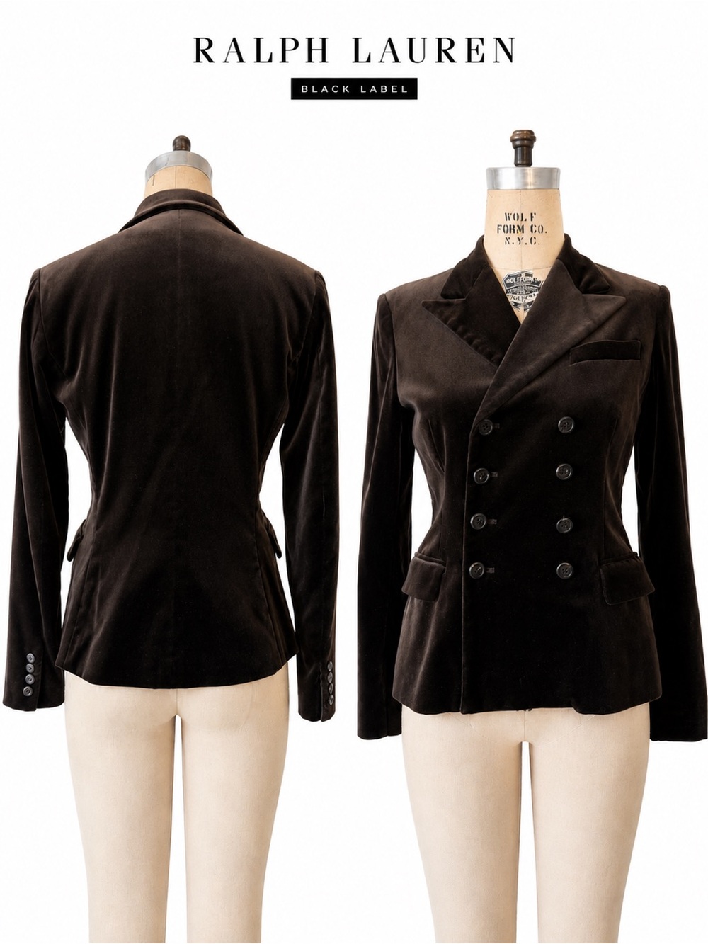Ralph Lauren Black Label Double-Breasted Velvet Blazer in Dark Brown